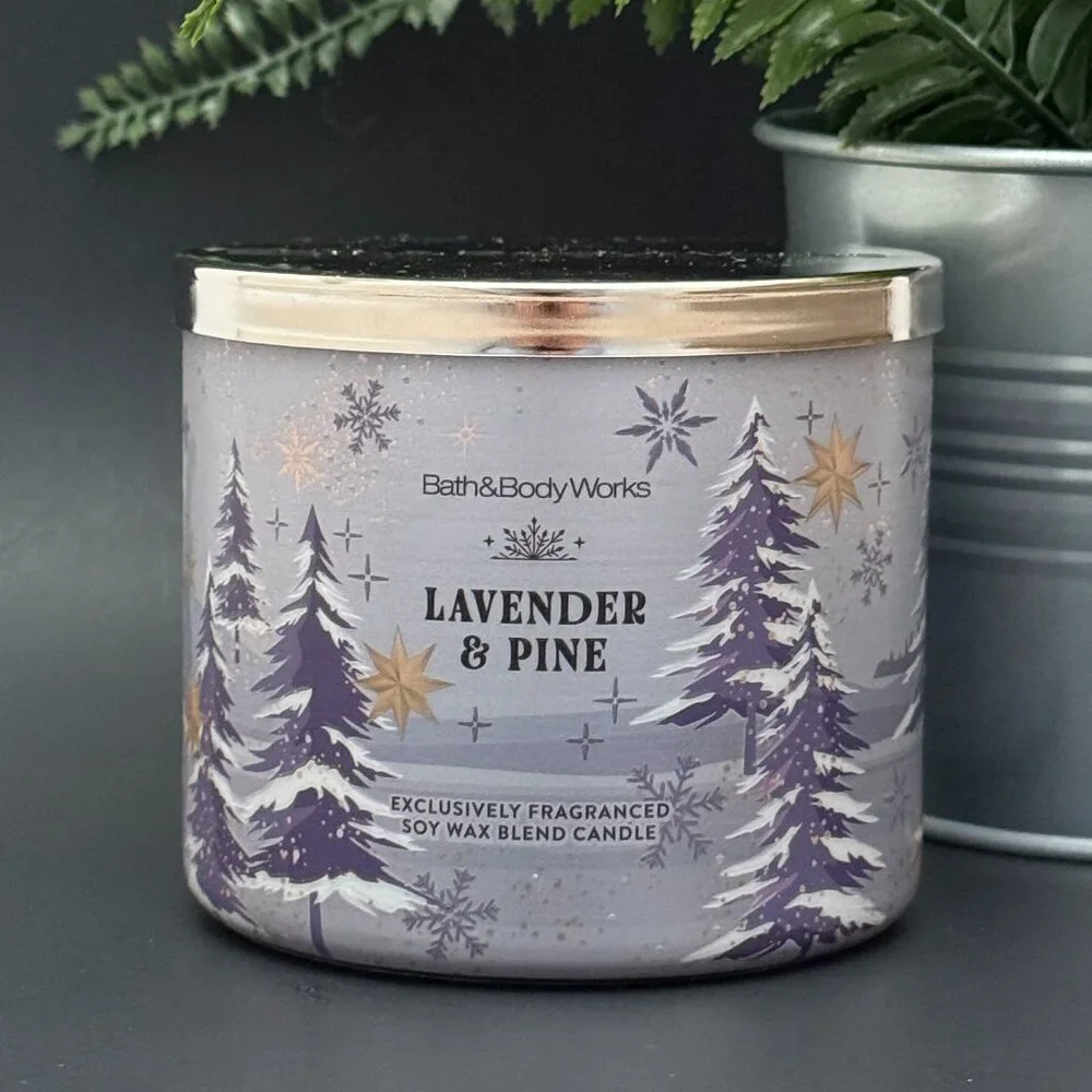 BBW Lavender & Pine Bath & Body Works 3 Wick Candle